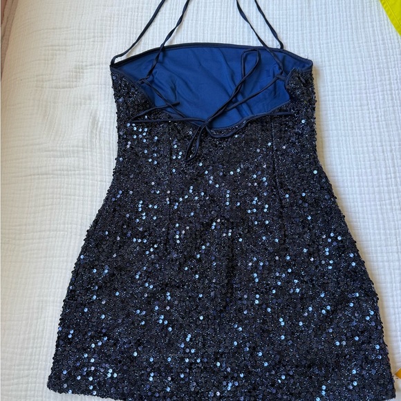Edikted Kiara Navy Sequin Mini Dress - Picture 3 of 5